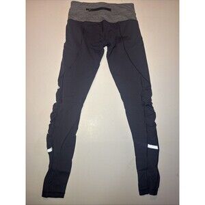 Lululemon High-Rise Ruched Ankle Leggings Black Gray Size 6